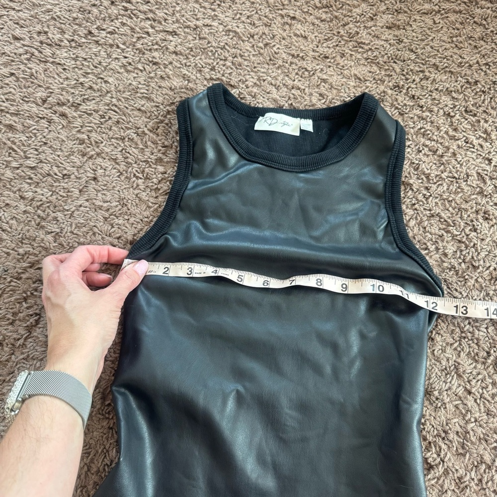 RD Style BP Black Faux Leather Mini Skirt Tank Top Set Outfit 2 Piece XS S - Picture 9 of 13